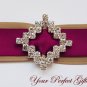 20 DIAMOND SQUARE Diamante Rhinestone Crystal Silver Buckle Sliders For Wedding Invitation BK047