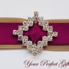 100 DIAMOND SQUARE Diamante Rhinestone Crystal Silver Buckle Sliders For Wedding Invitation BK047