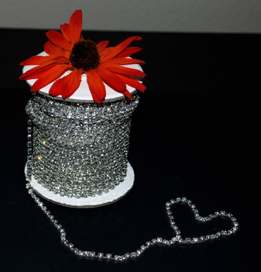 9 feet/3 Yards SS8 2.5mm Rhinestone Chain Crystal Silver Pleated Wedding Cake Banding Jewelry RC002