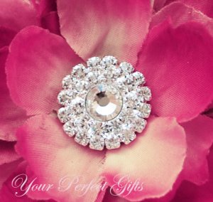 10 Round Circle Two Row Diamante Rhinestone Crystal Button Hair Clip Wedding Invitation Ring  BT038