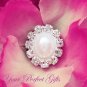 1 pc Oval Diamante Rhinestone Crystal Pearl Button Hair Flower Clip Wedding Invitation BT024