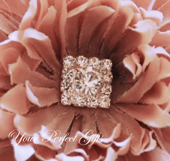 100 Square Diamante Rhinestone Crystal Button Hair Clip Wedding Invitation Ring Pillow BT054