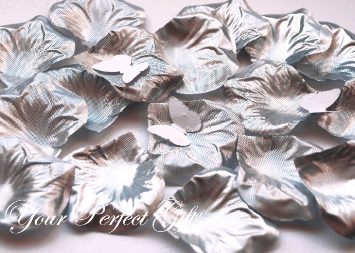 1000 SILVER SILK ROSE PETALS WEDDING DECORATION FLOWER FAVOR RP029