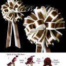 10 IVORY BROWN 8" TWO LAYER WEDDING PULL PEW BOWS FOR BRIDAL CAKE GIFT BASKET DECORCATION PB019