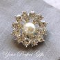 50 Round Two Row Diamante Rhinestone Crystal Pearl Button Hair Clip Wedding Invitation Ring BT036