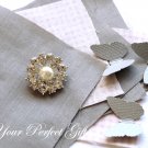 50 Round Two Row Diamante Rhinestone Crystal Pearl Button Hair Clip Wedding Invitation Ring BT036