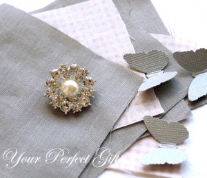 50 Round Two Row Diamante Rhinestone Crystal Pearl Button Hair Clip Wedding Invitation Ring BT036