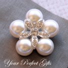 1 pc Round 40mm Diamante Rhinestone Crystal Pearl Button Hair Clip Wedding Invitation BT040