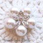 50 Round 40mm Diamante Rhinestone Crystal Pearl Button Hair Clip Wedding Invitation Ring BT040