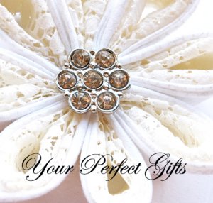 1 pc Round Circle Flower Diamante Rhinestone Crystal Button Hair Clip Wedding Invitation BT104