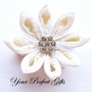 50 Round Circle Flower Diamante Rhinestone Crystal Button Hair Clip Wedding Invitation Ring BT104