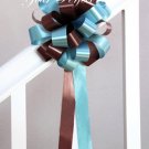 10 CHOCOLATE BROWN & TEAL BLUE 8" WEDDING PULL PEW BOWS FOR BRIDAL DECORCATION PB008