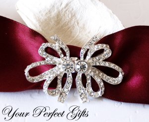 1 pc Rhinestone Crystal Silver Buckle Slider Closure Clasp Wedding Invitation Cake Decoration BK091