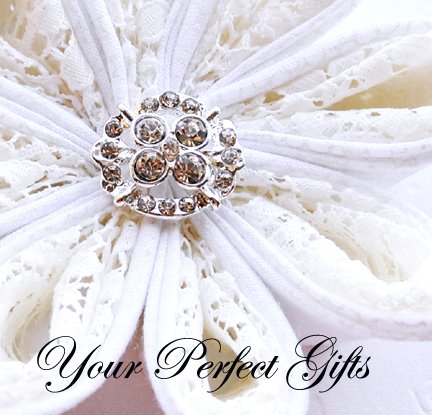10 Oval Diamante Rhinestone Crystal Button Hair Flower Clip Wedding Invitation Ring Pillow BT064