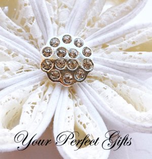 1 pc Round Circle Diamante Rhinestone Crystal Button Hair Flower Clip Wedding Invitation BT033