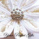 50 Round Circle Diamante Rhinestone Crystal Button Hair Flower Clip Wedding Invitation Ring BT033