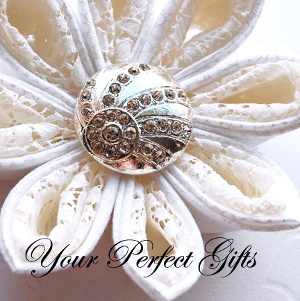 20 Round Circle Diamante Rhinestone Crystal Button Hair Flower Clip Wedding Invitation Ring BT030
