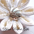 100 Round Circle Diamante Rhinestone Crystal Button Hair Flower Clip Wedding Invitation Ring BT030
