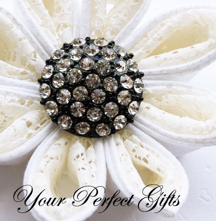 1 pc Round 28mm Diamante Rhinestone Crystal Button Wedding Invitation Black Silver BT017