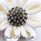 10 Round Circle Vintage Diamante Rhinestone Crystal Button Wedding Invitation Black Silver BT017