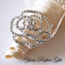 1 pc 33mm Rose Flower Rhinestone Crystal Diamante Silver Brooch Pin Jewelry Cake Decoration BR020
