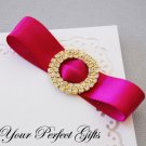50 Two Row 1-1/8" ROUND CIRCLE Gold Diamante Rhinestone Buckle Wedding Invitation BK018