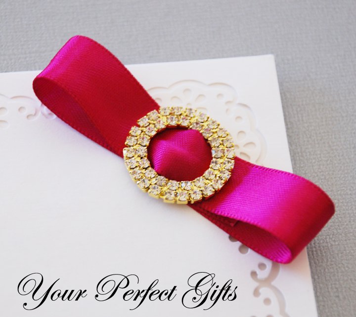 100 Two Row 1-1/8" ROUND CIRCLE Gold Diamante Rhinestone Buckle Wedding Invitation BK018