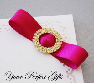 100 Two Row 1-1/8" ROUND CIRCLE Gold Diamante Rhinestone Buckle Wedding Invitation BK018
