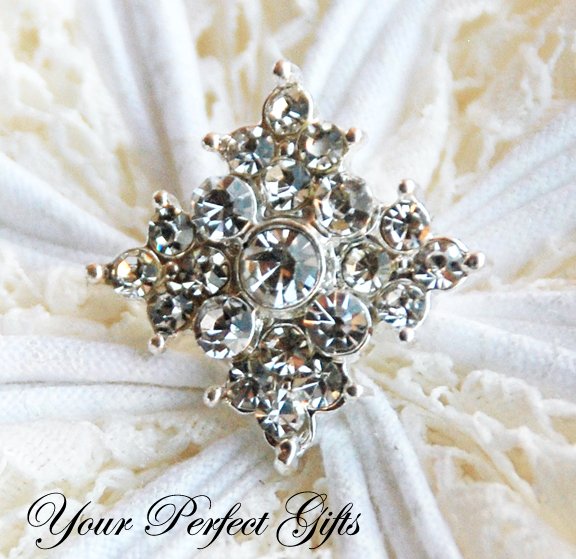 100 Diamond Square Diamante Rhinestone Crystal Button Hair Clip Wedding Invitation Ring Pillow BT023
