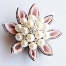 10 Diamante Rhinestone Crystal Pearl Round 45mm Button Wedding Invitation Cake Decoration BT068
