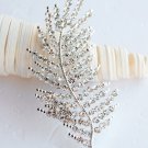1 pc 3-1/4" Feather Rhinestone Crystal  Diamante Silver Brooch Pin Jewelry Cake Decoration BR019