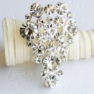 1 pc Teardrop Shape Rhinestone Crystal  Diamante Silver Brooch Pin Jewelry Cake Decoration BR030