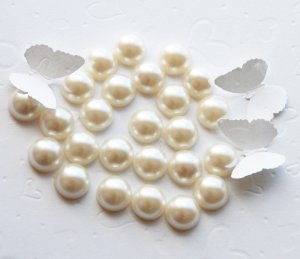 100 Light Ivory Cream Half Round Flat Back Pearl 12mm Wedding Invitation scrapbooking LP033