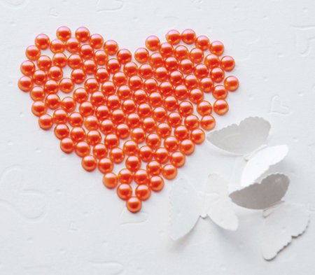 500 Persimmon Hot Orange Round Flat Back Pearl 5mm Wedding Invitation scrapbooking Phone Case LP011