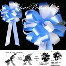 10 WHITE BABY LIGHT BLUE 8" WEDDING PULL PEW BOWS FOR BRIDAL CAKE GIFT BASKET DECORCATION