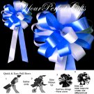 10 WHITE ROYAL DARK BLUE 8" WEDDING PULL PEW BOWS FOR BRIDAL CAKE GIFT BASKET DECORCATION