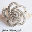 1 pc 2-3/8" Flower Rhinestone Crystal Diamante Silver Brooch Pin Jewelry Cake Decoration BR042