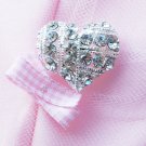 1 pc Heart 1" (25mm) Diamante Rhinestone Crystal Button Hair Clip Wedding Invitation BT089