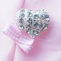 50 Heart 1" (25mm) Diamante Rhinestone Crystal Button Hair Clip Wedding Invitation BT089