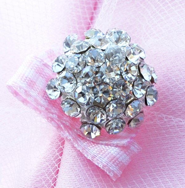 20 pcs Dome Round Diamante Rhinestone Crystal Button Hair Clip Wedding Invitation BT093