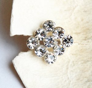 1 pc Square Diamante Rhinestone Crystal Button Hair Clip Wedding Invitation BT087