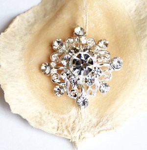 1 pc Diamond Square Diamante Rhinestone Crystal Button Hair Clip Wedding Invitation BT059