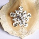 100 pcs Round 1" (25mm) Diamante Rhinestone Crystal Button Hair Clip Wedding Invitation BT070