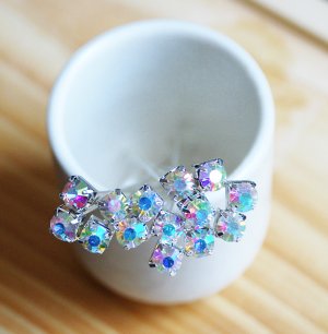 20 pcs 5mm CLEAR AB Rhinestone Crystal 3" 21 Gauge silver plated Headpin AC020