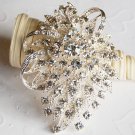 1 pc 2.75" Fancy Flower Rhinestone Crystal Diamante Silver Brooch Pin Jewelry Cake Decoration BR063
