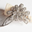 1 pc 3-1/8" Rhinestone Crystal Diamante Silver Flower Brooch Pin Jewelry Cake Decoration BR053