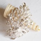 1 pc 3-1/8" Rhinestone Crystal Diamante Silver Flower Brooch Pin Jewelry Cake Decoration BR008