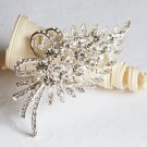 1 pc Rhinestone Crystal Diamante Silver Flower Brooch Pin Jewelry Cake Decoration BR048