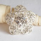 1 pc 1-3/4" Rhinestone Crystal Diamante Silver Flower Brooch Pin Jewelry Cake Decoration BR043