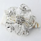 1 pc 2-3/8" Rhinestone Crystal Diamante Silver Flower Brooch Pin Jewelry Cake Decoration BR002